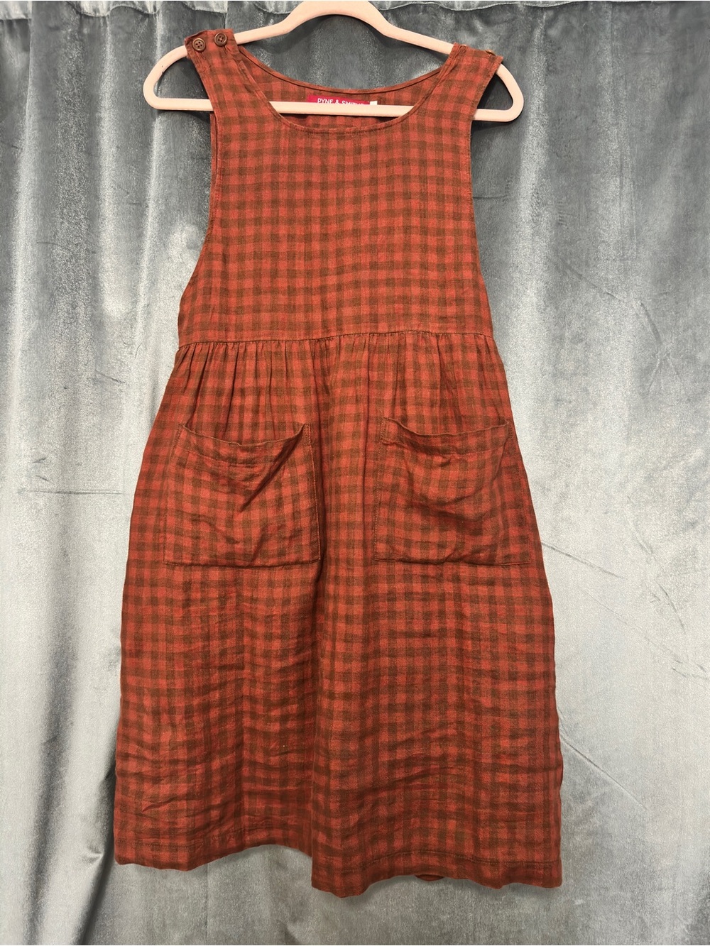XS Pyne & Smith Ginger Check Pinafore Dress